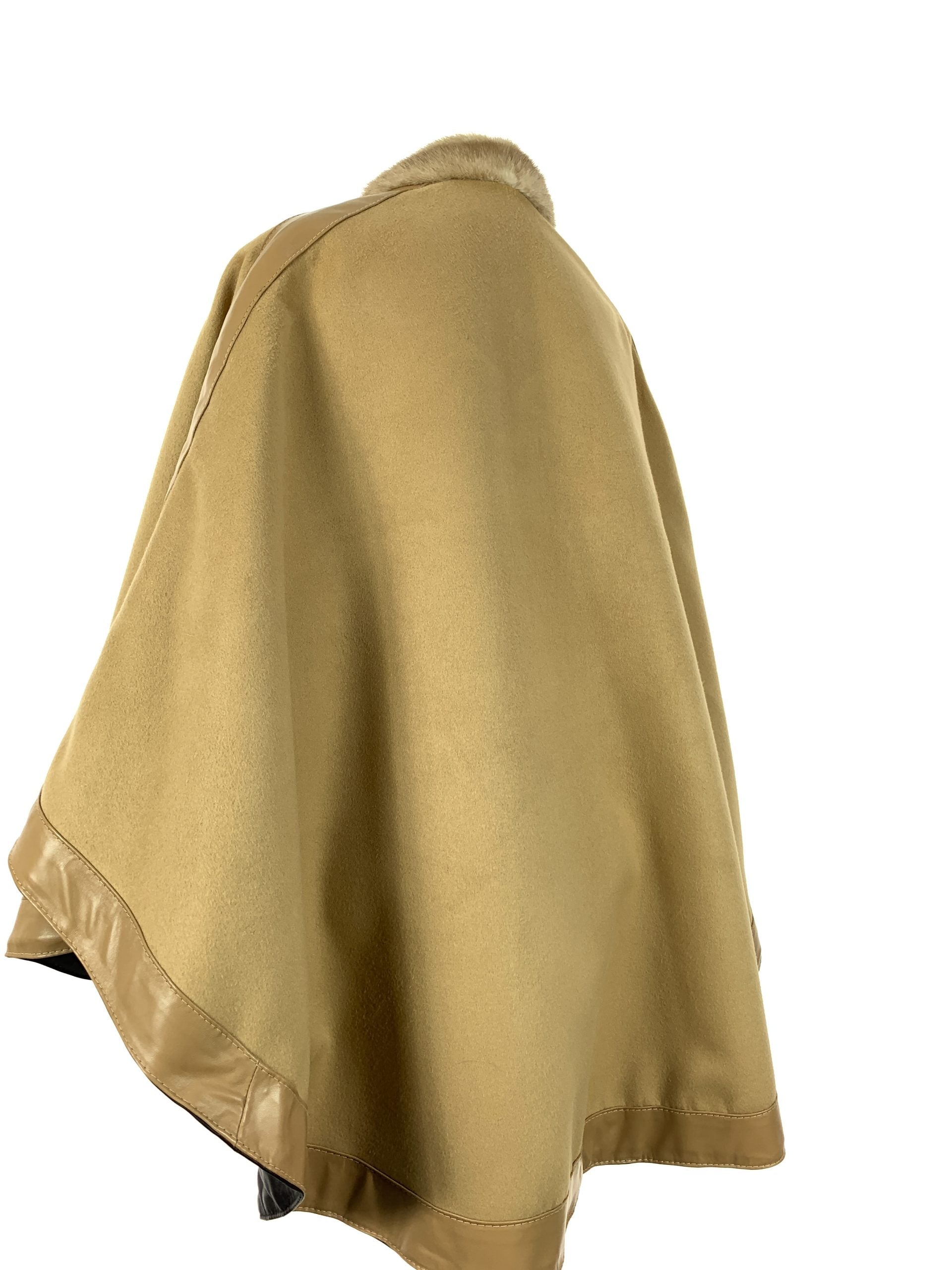 Tartan Brown block reversible with palomino mink trim