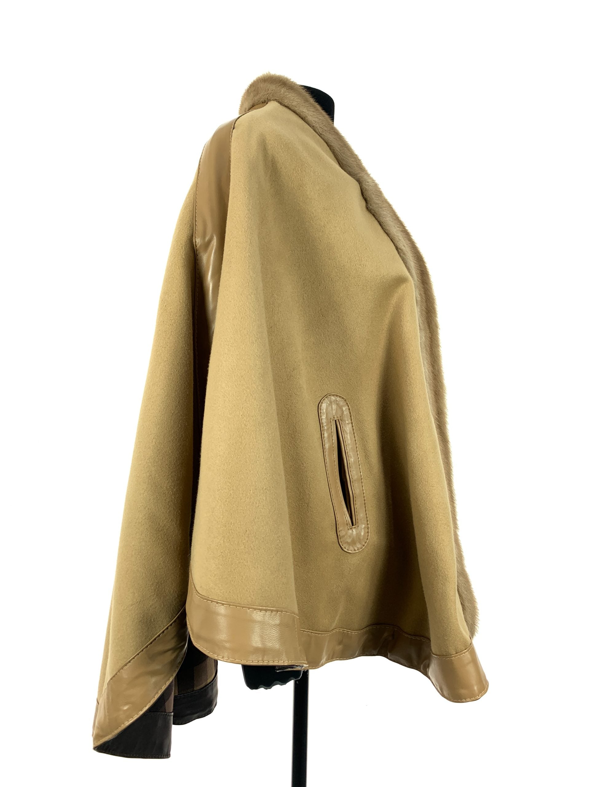 Tartan Brown block reversible with palomino mink trim