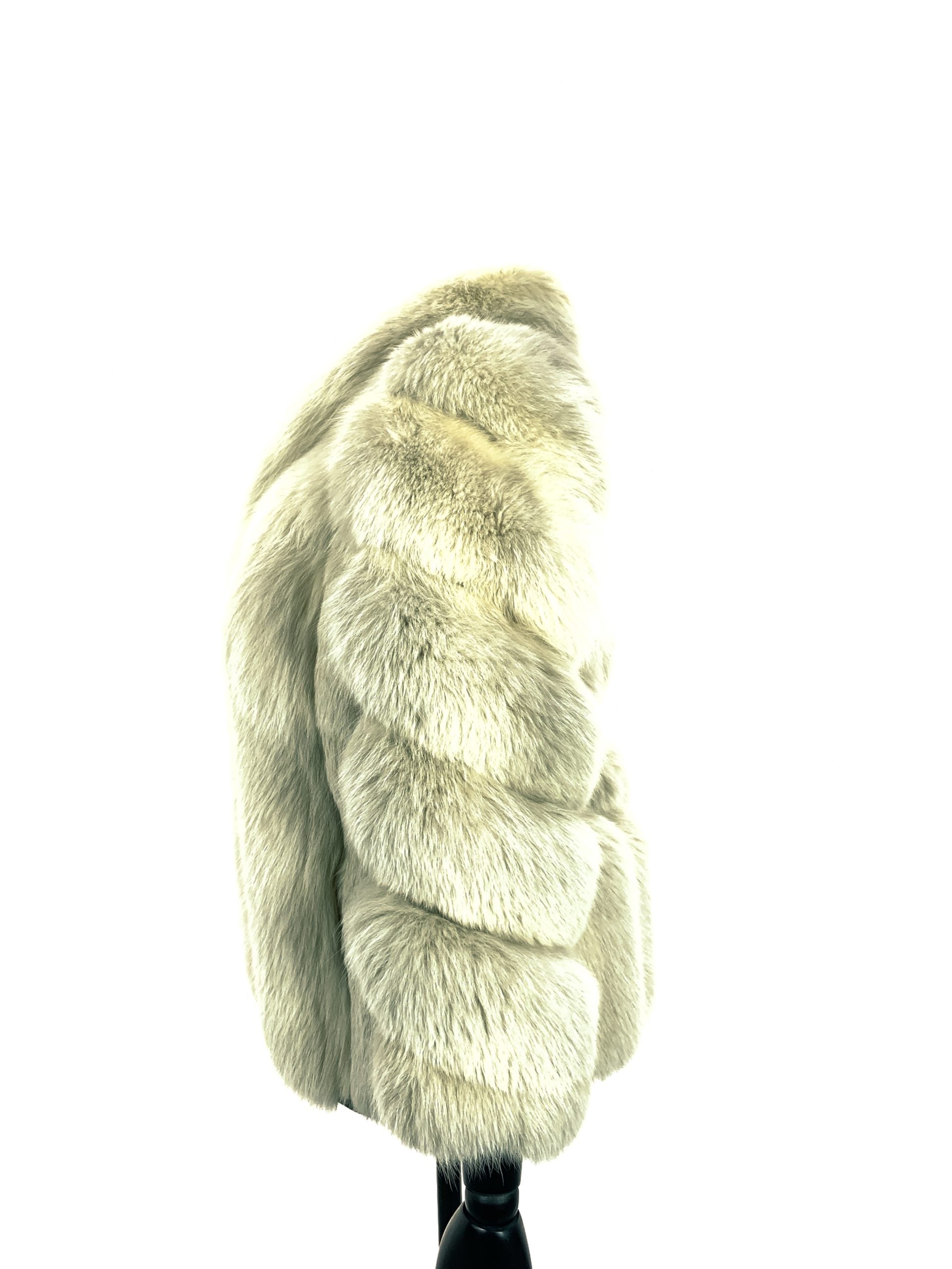 Misty White Feather Worked Fox Jacket