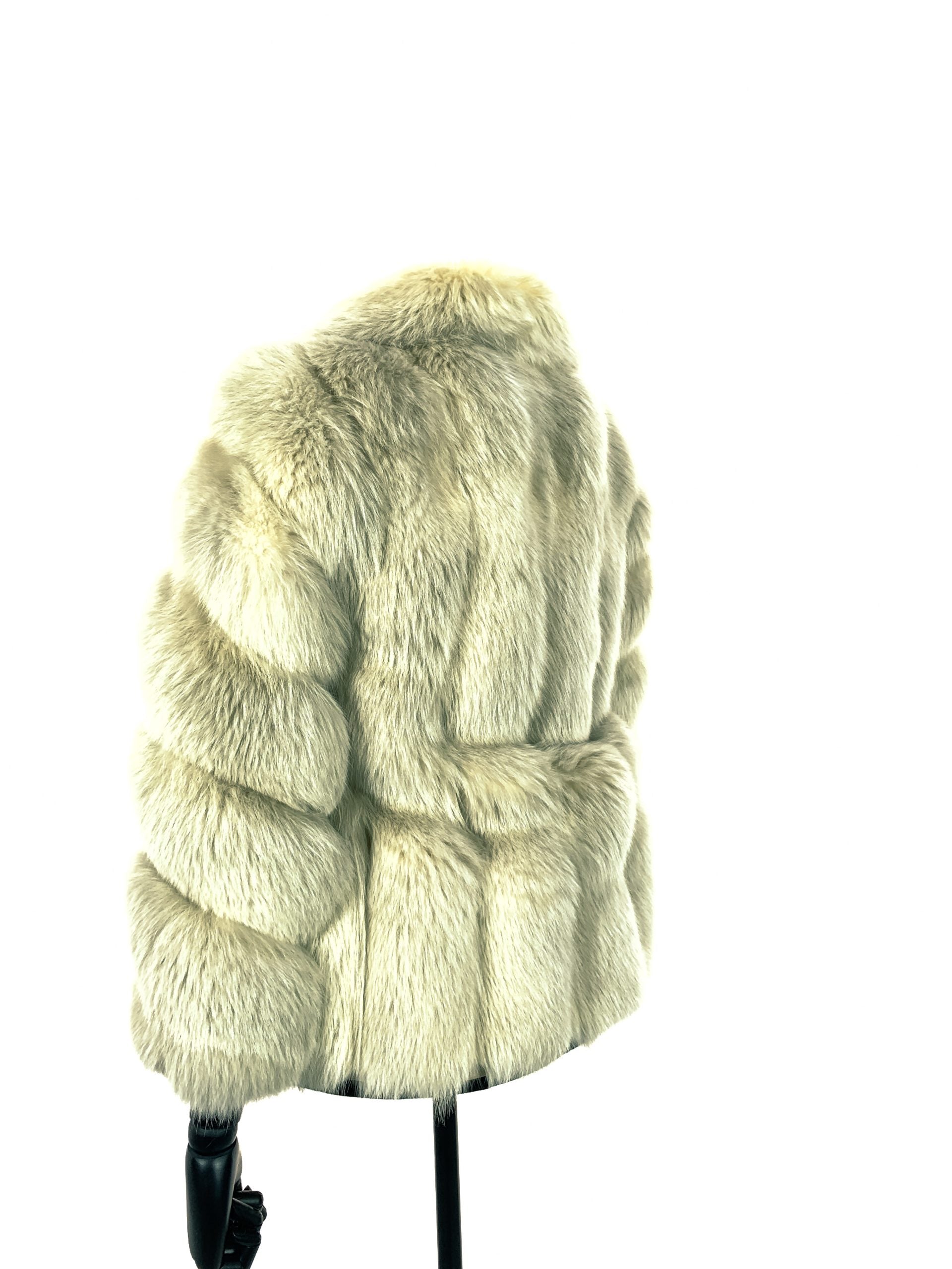 Misty White Feather Worked Fox Jacket