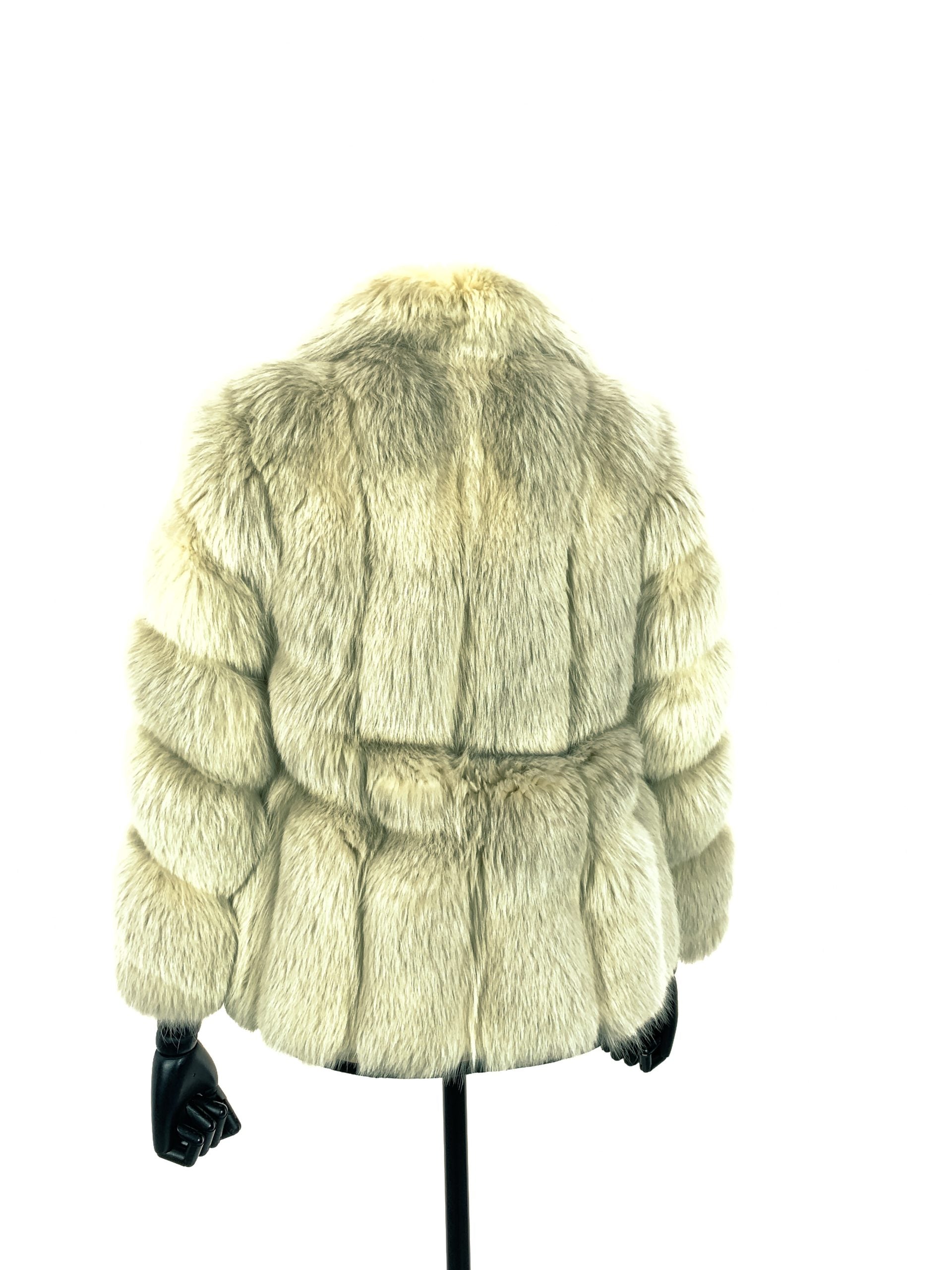 Misty White Feather Worked Fox Jacket