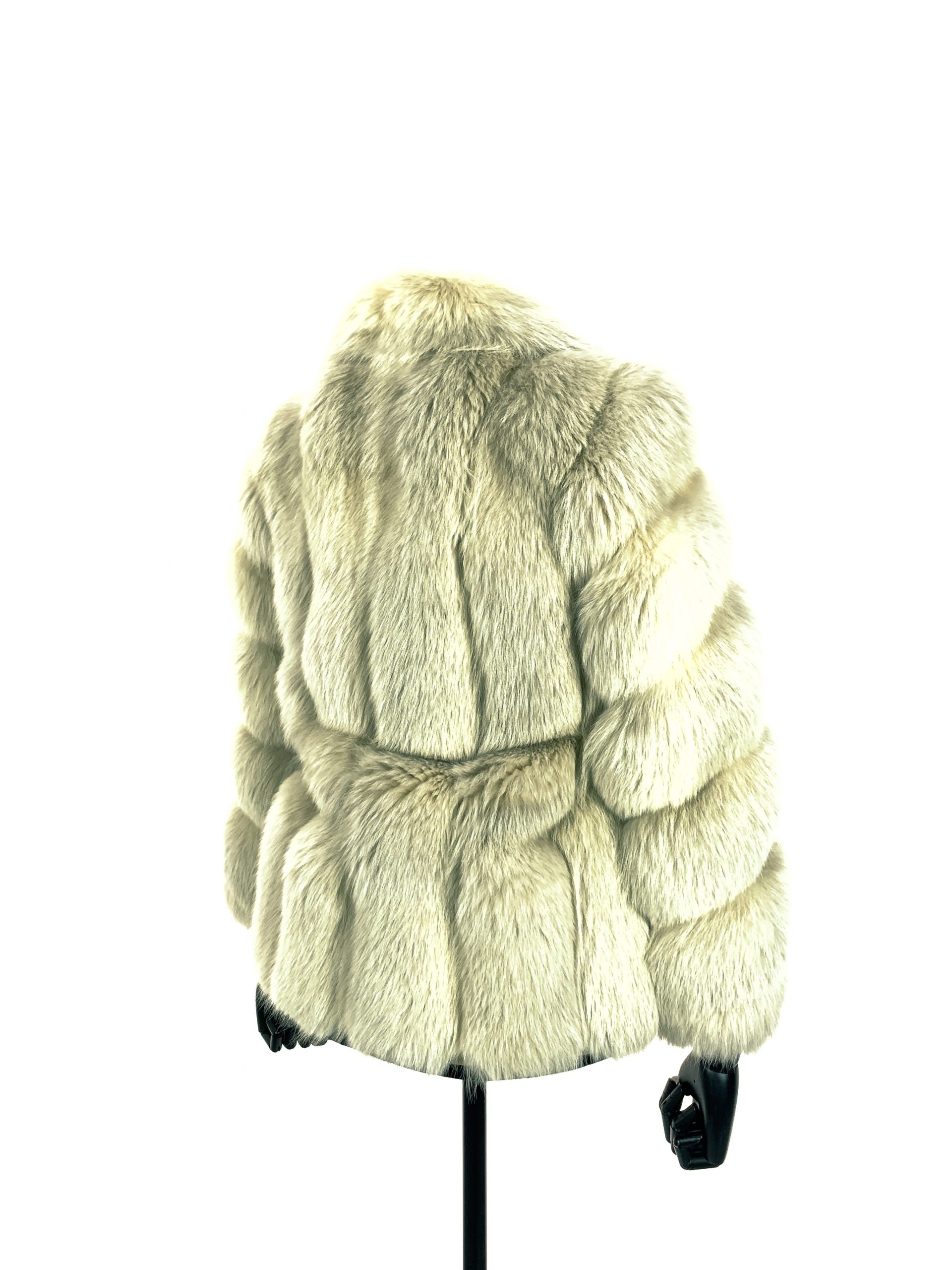 Misty White Feather Worked Fox Jacket