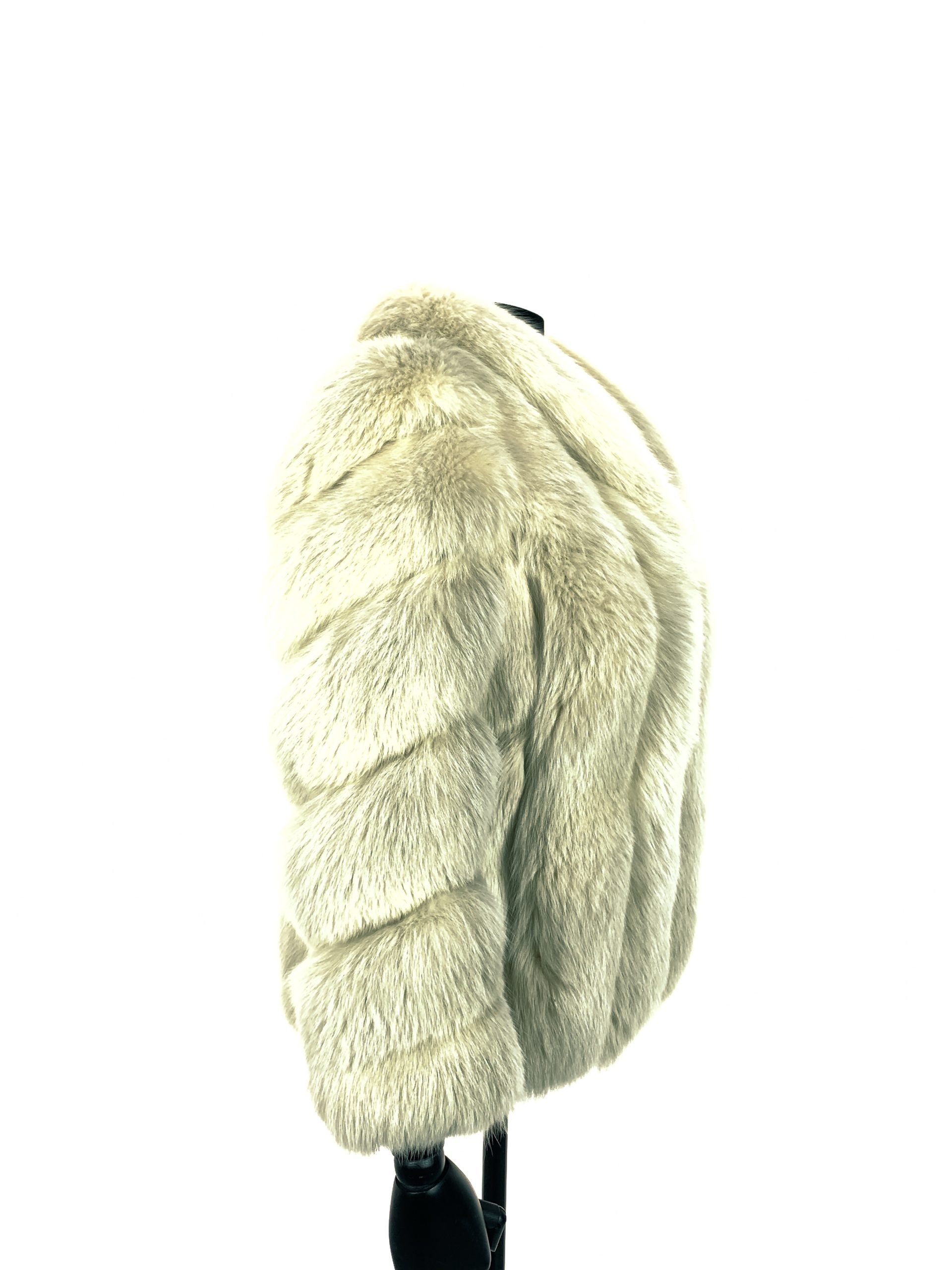 Misty White Feather Worked Fox Jacket