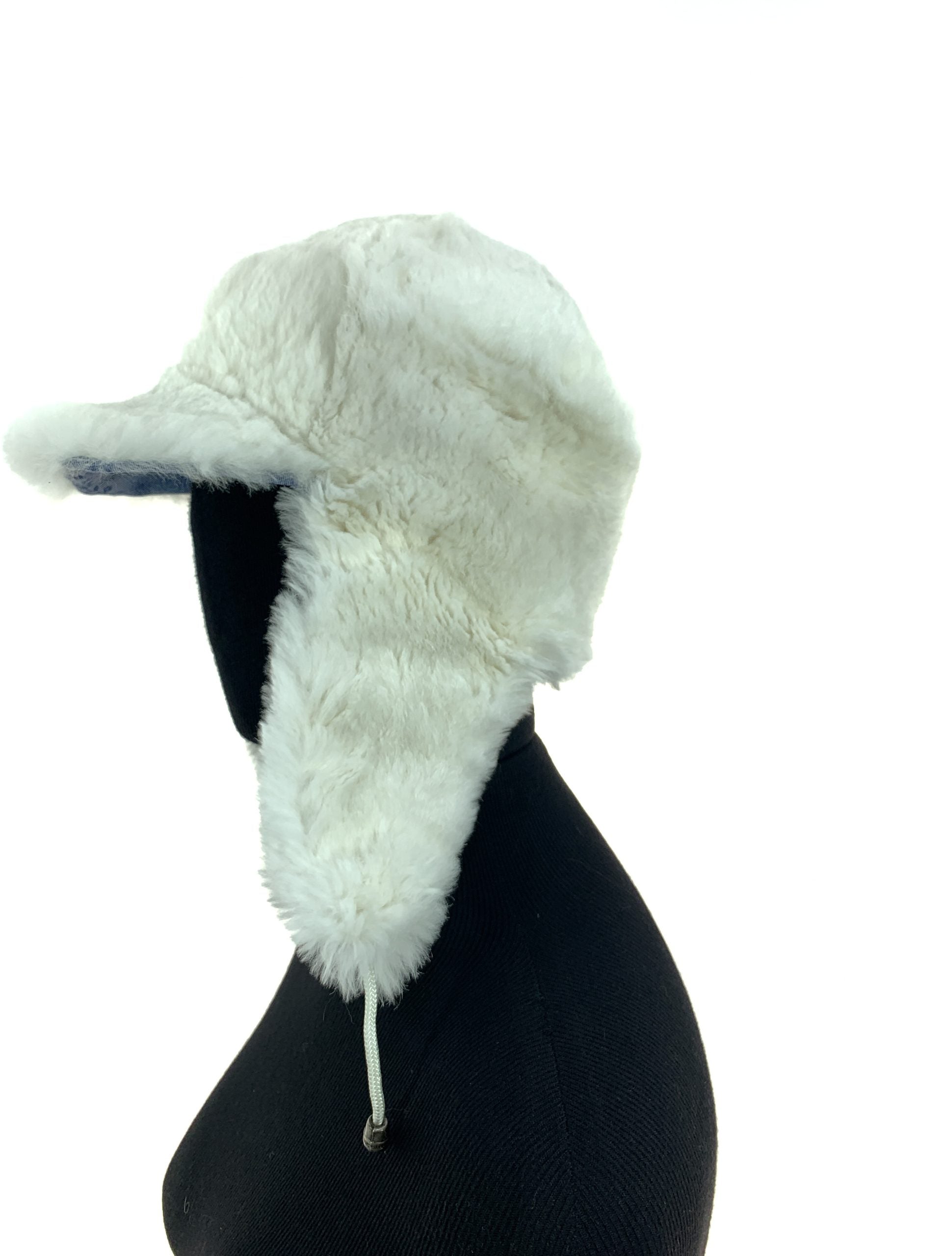 Floral Print Blue Denium With White Sheared Coney Umshanka