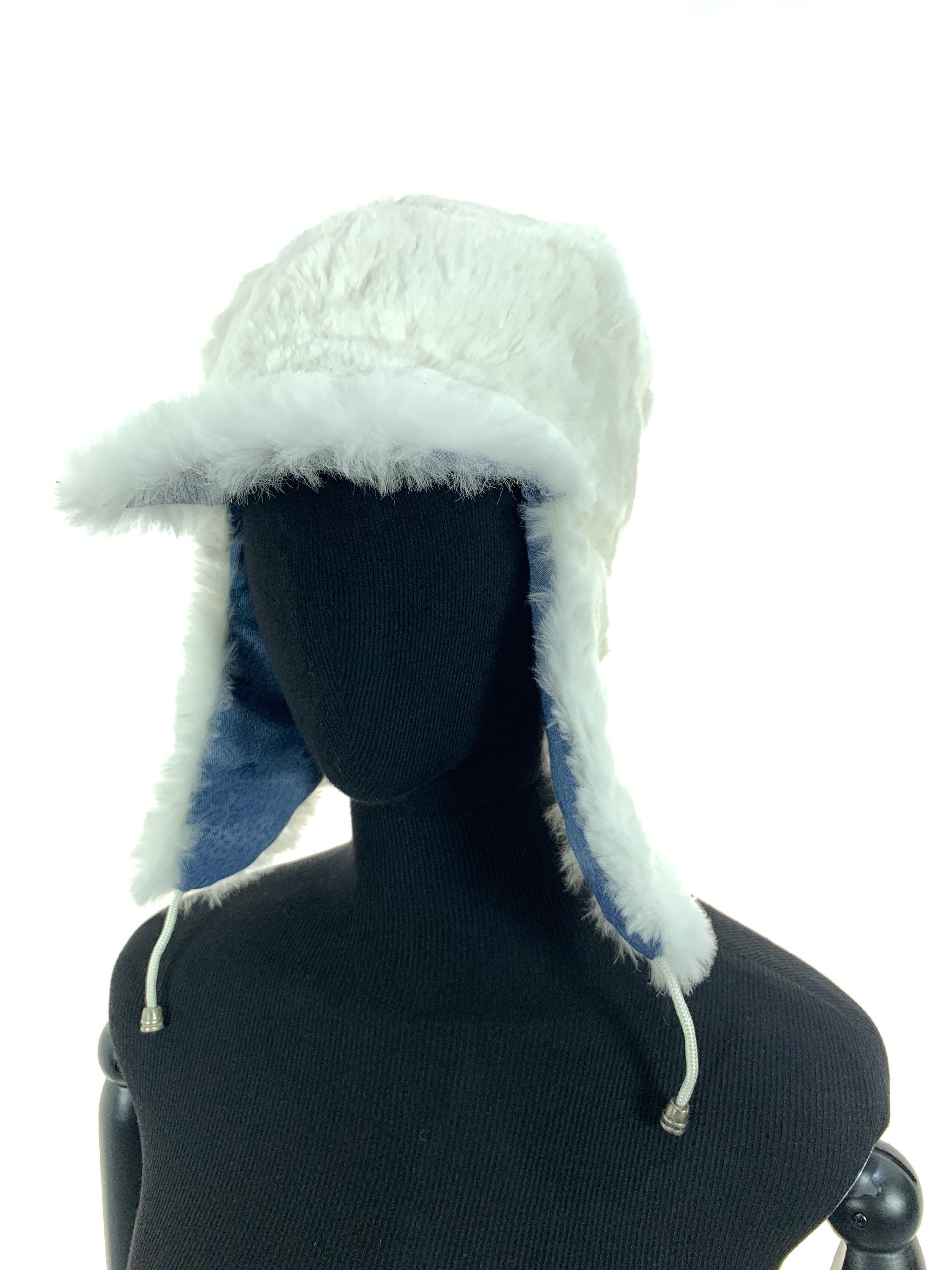 Floral Print Blue Denium With White Sheared Coney Umshanka